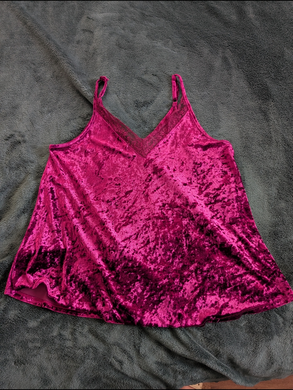 Women’s Crushed Velvet V-Neck Cami Tank Top